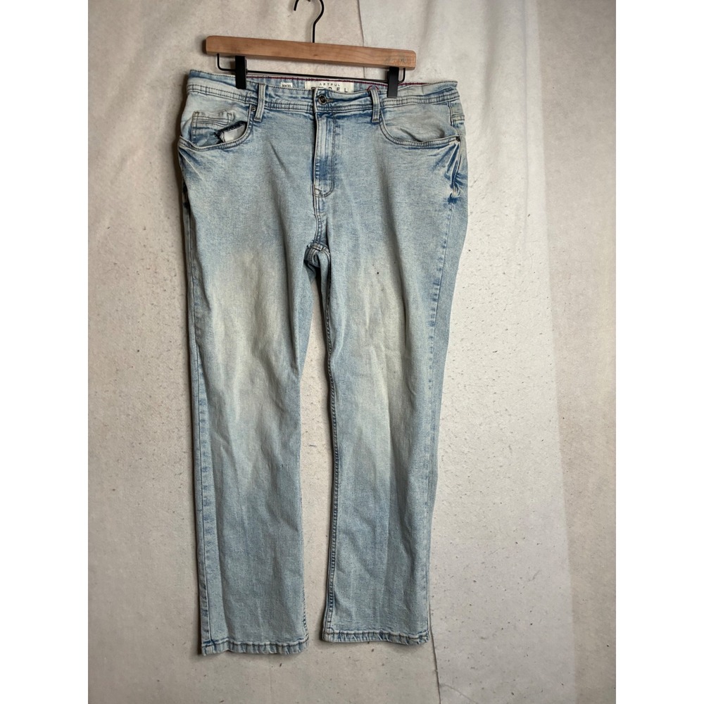 Artful Rebel Mens Light Wash Straight Leg Denim Jeans 36x30 Blue Stretch